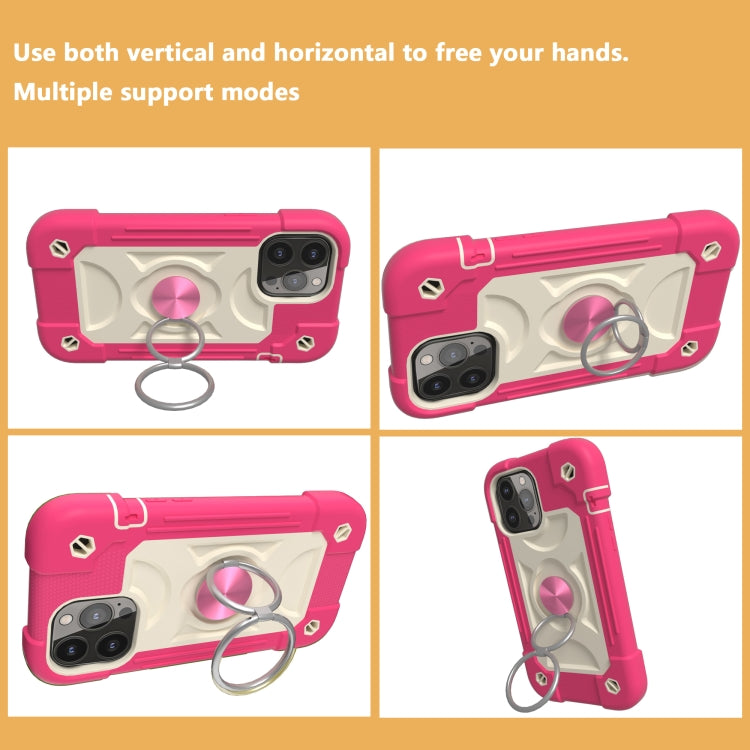For iPhone 13 Pro Shockproof Silicone + PC Protective Case with Dual-Ring Holder
