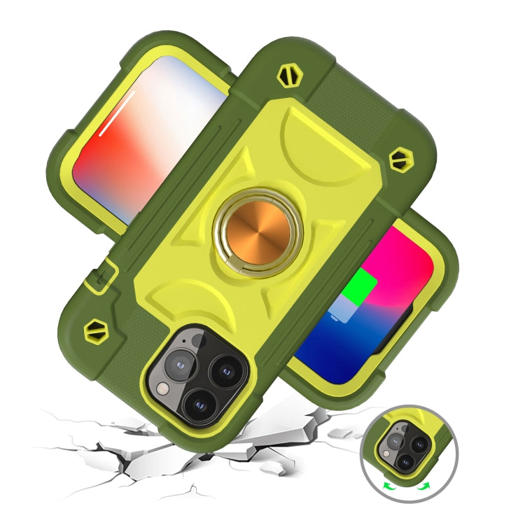 For iPhone 13 Pro Shockproof Silicone + PC Protective Case with Dual-Ring Holder