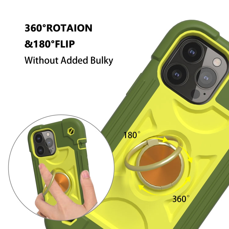 For iPhone 13 Pro Shockproof Silicone + PC Protective Case with Dual-Ring Holder