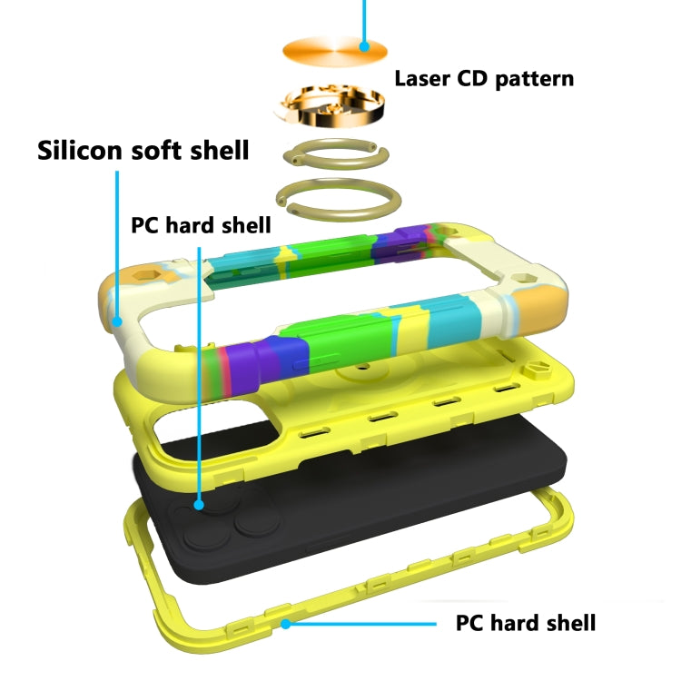 For iPhone 13 Pro Shockproof Silicone + PC Protective Case with Dual-Ring Holder