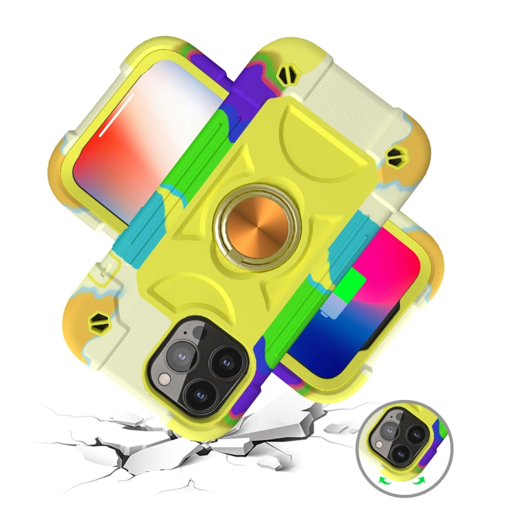 For iPhone 13 Pro Shockproof Silicone + PC Protective Case with Dual-Ring Holder