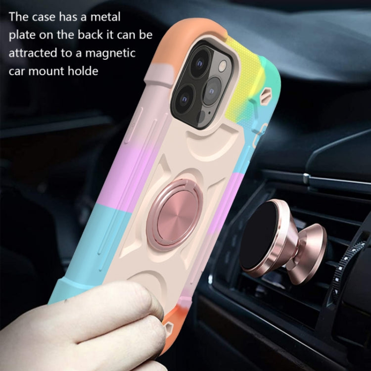 For iPhone 13 Pro Shockproof Silicone + PC Protective Case with Dual-Ring Holder