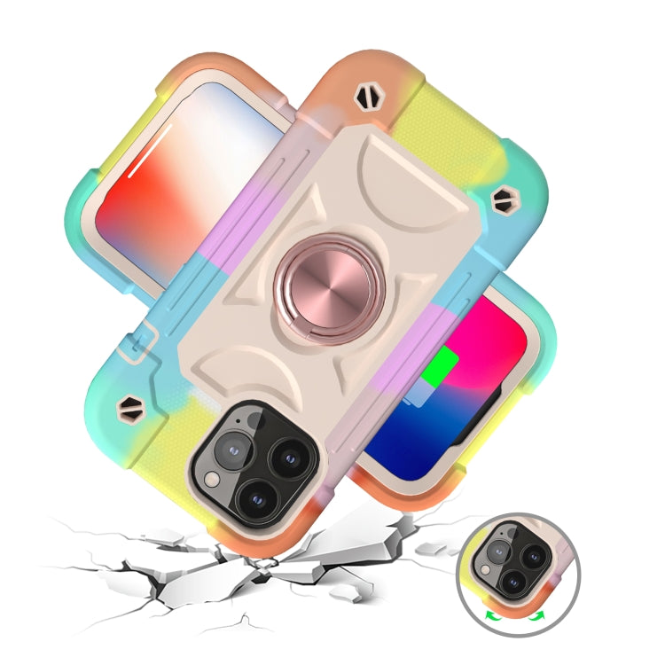 For iPhone 13 Pro Shockproof Silicone + PC Protective Case with Dual-Ring Holder
