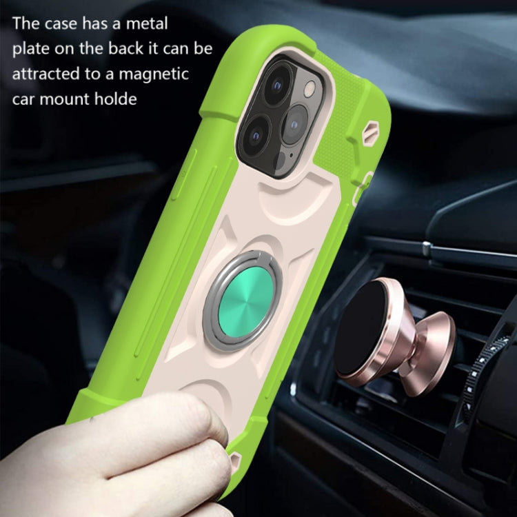 For iPhone 13 Pro Max Shockproof Silicone + PC Protective Case with Dual-Ring Holder