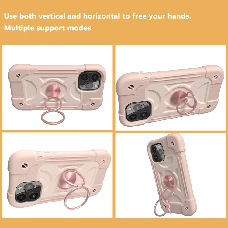 For iPhone 13 Pro Max Shockproof Silicone + PC Protective Case with Dual-Ring Holder