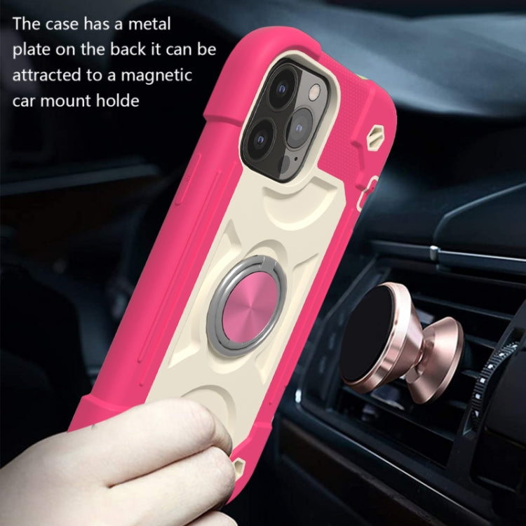 For iPhone 13 Pro Max Shockproof Silicone + PC Protective Case with Dual-Ring Holder