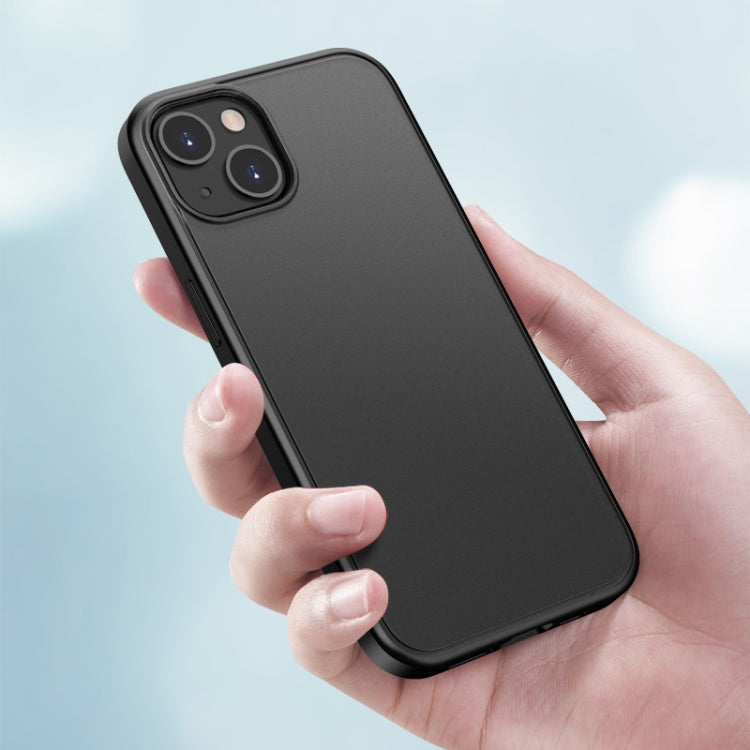 For iPhone 13 Skin Feel Frosted PC + TPU Shockproof Case with Color Button