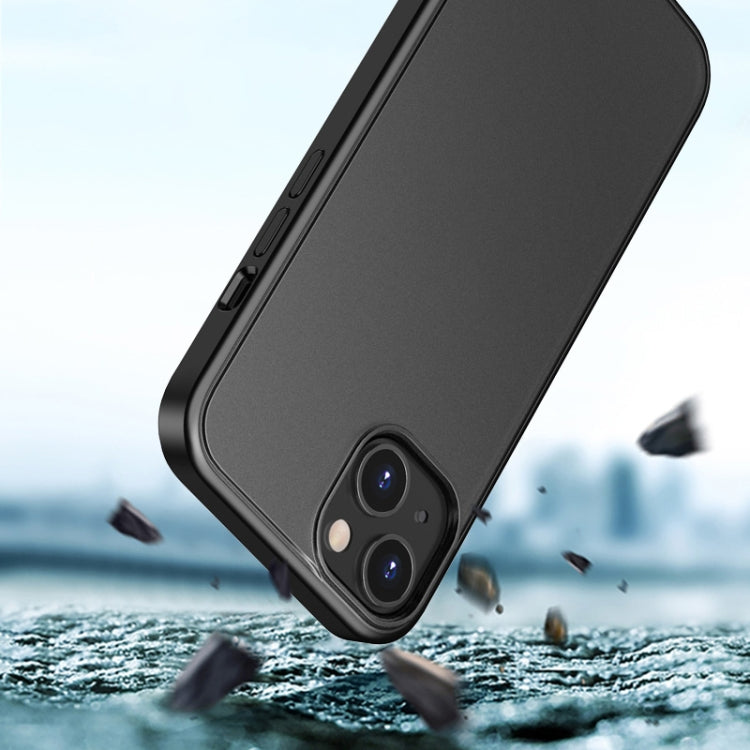 For iPhone 13 Skin Feel Frosted PC + TPU Shockproof Case with Color Button