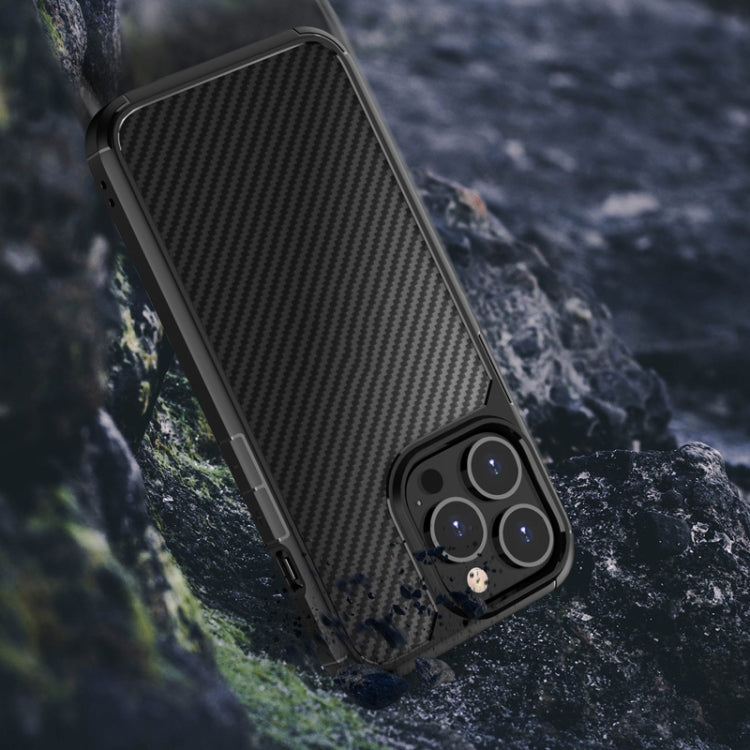 For iPhone 13 Pro Max Pioneer Carbon Fiber Texture Shockproof TPU + PC Case