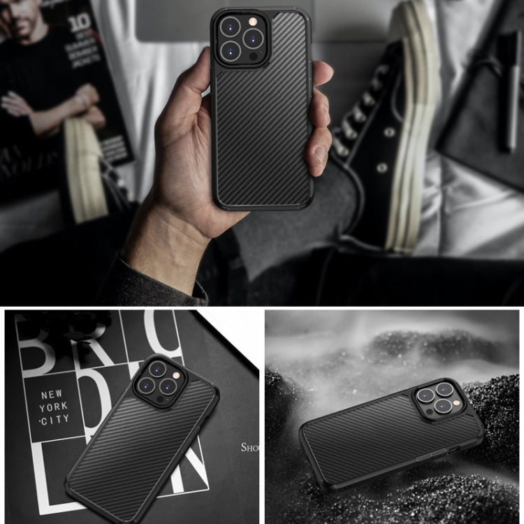 For iPhone 13 Pro Max Pioneer Carbon Fiber Texture Shockproof TPU + PC Case
