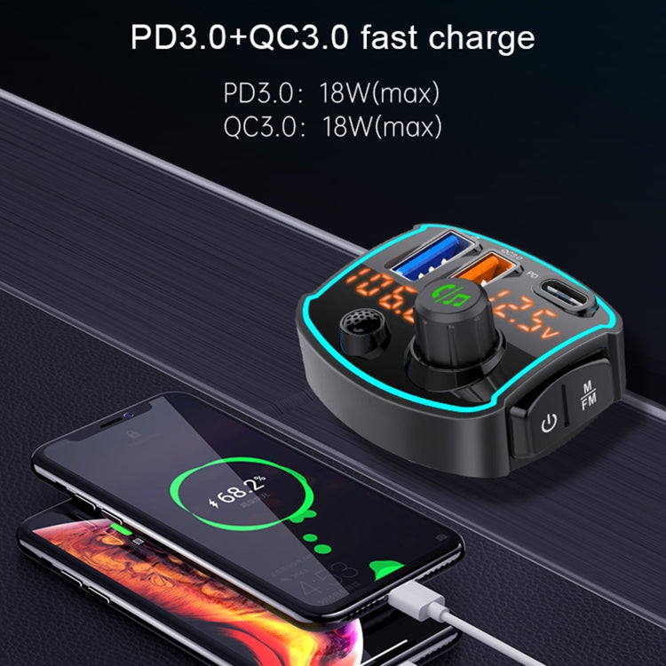 BC69 PD3.0 + QC3.0 Dual-port Fast Charging Car Dual-screen Display Bluetooth MP3 Player