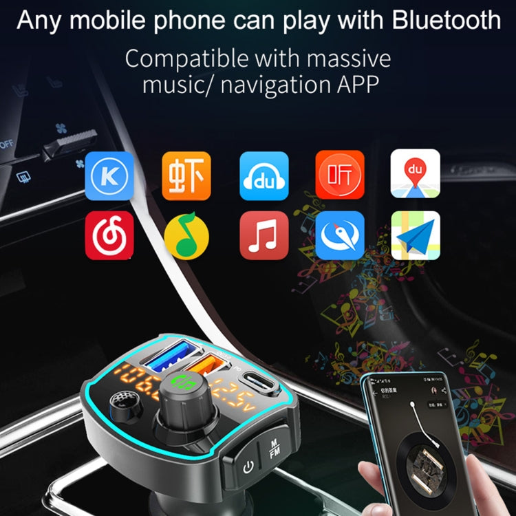 BC69 PD3.0 + QC3.0 Dual-port Fast Charging Car Dual-screen Display Bluetooth MP3 Player