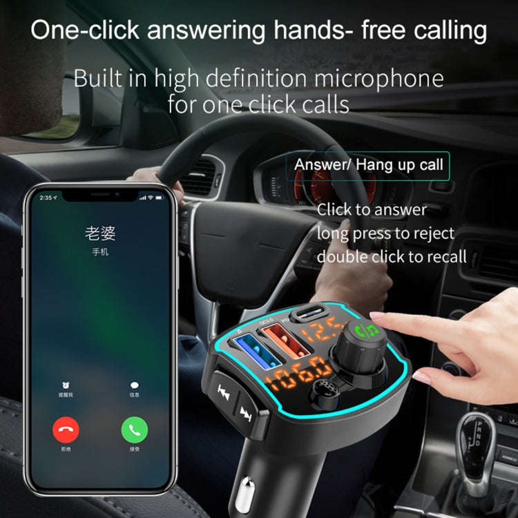 BC69 PD3.0 + QC3.0 Dual-port Fast Charging Car Dual-screen Display Bluetooth MP3 Player