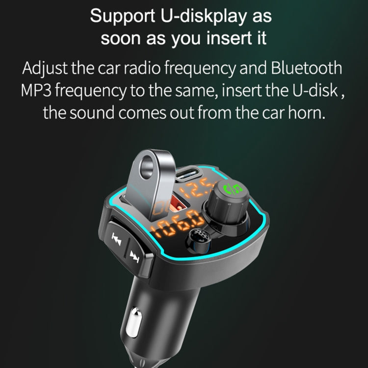 BC69 PD3.0 + QC3.0 Dual-port Fast Charging Car Dual-screen Display Bluetooth MP3 Player
