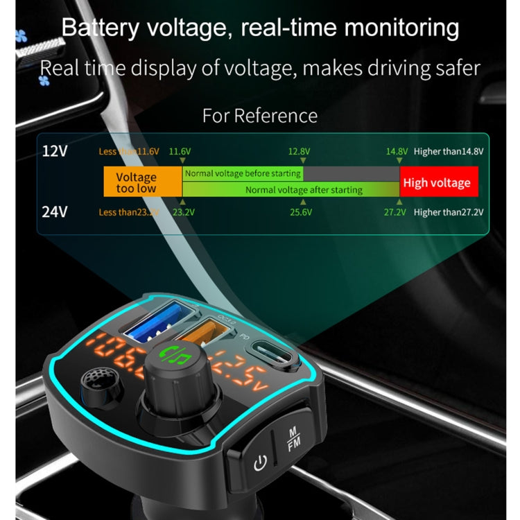 BC69 PD3.0 + QC3.0 Dual-port Fast Charging Car Dual-screen Display Bluetooth MP3 Player