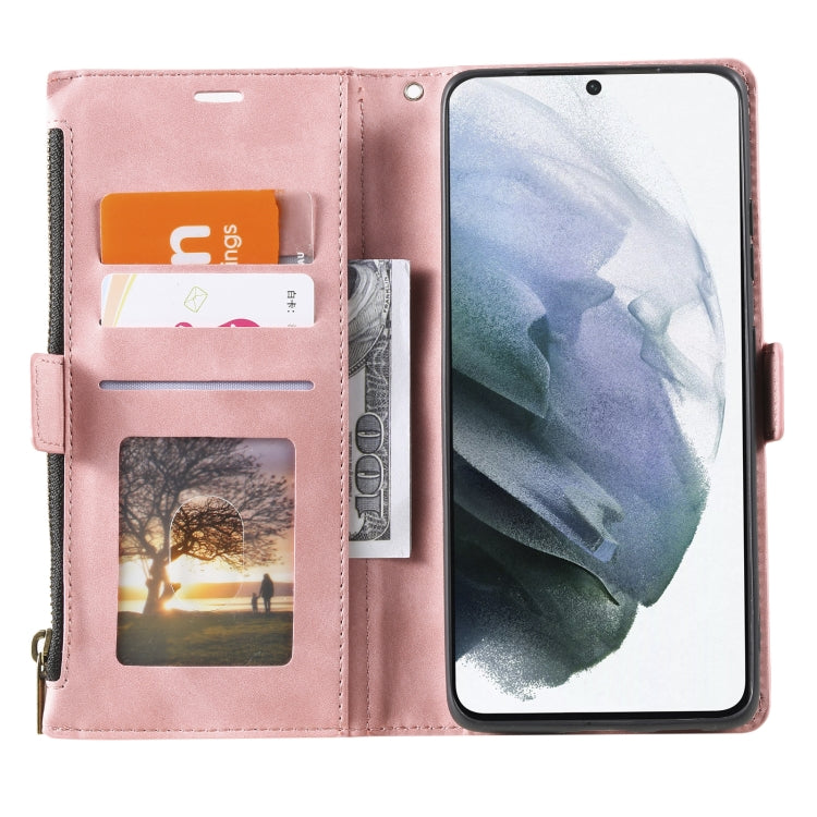For Samsung Galaxy Note20 Ultra Side Zipper Back Card Horizontal Flip PU Leather Case with Card Slots & Wallet & Photo Frame & Lanyard