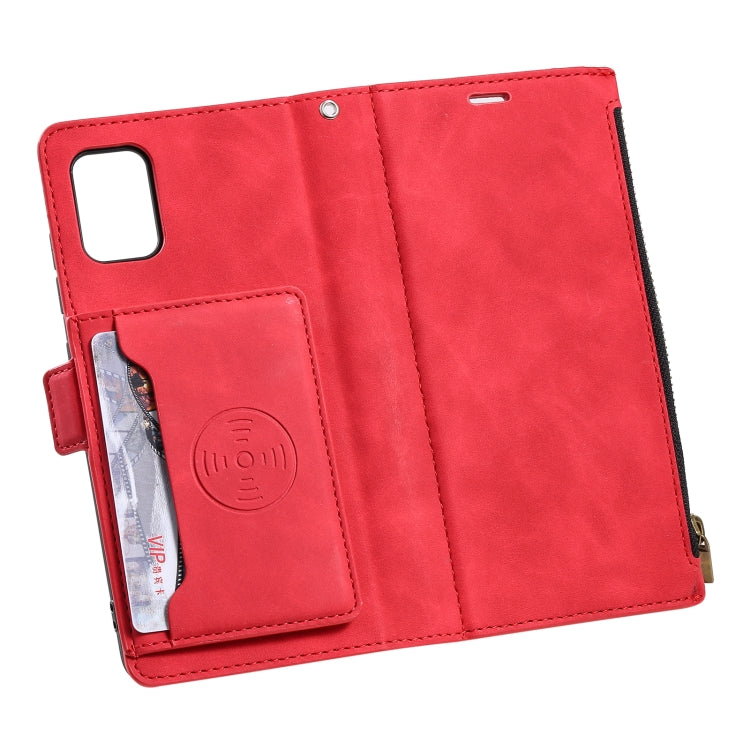 For Samsung Galaxy Note20 Side Zipper Back Card Horizontal Flip PU Leather Case with Card Slots & Wallet & Photo Frame & Lanyard