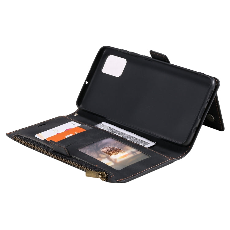 For Samsung Galaxy Note20 Side Zipper Back Card Horizontal Flip PU Leather Case with Card Slots & Wallet & Photo Frame & Lanyard