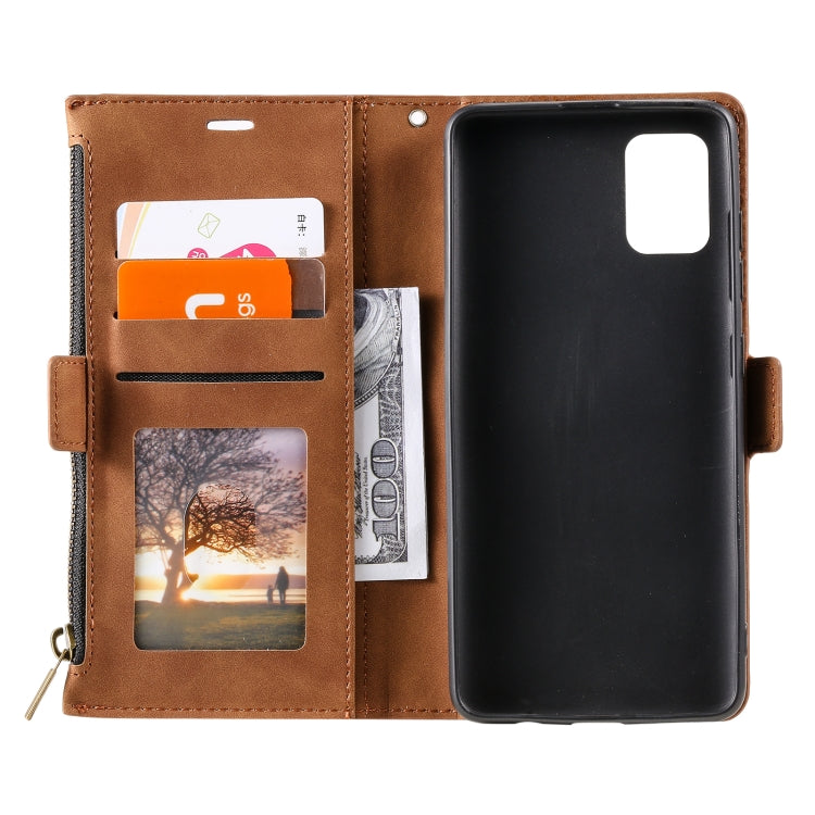For Samsung Galaxy Note20 Side Zipper Back Card Horizontal Flip PU Leather Case with Card Slots & Wallet & Photo Frame & Lanyard
