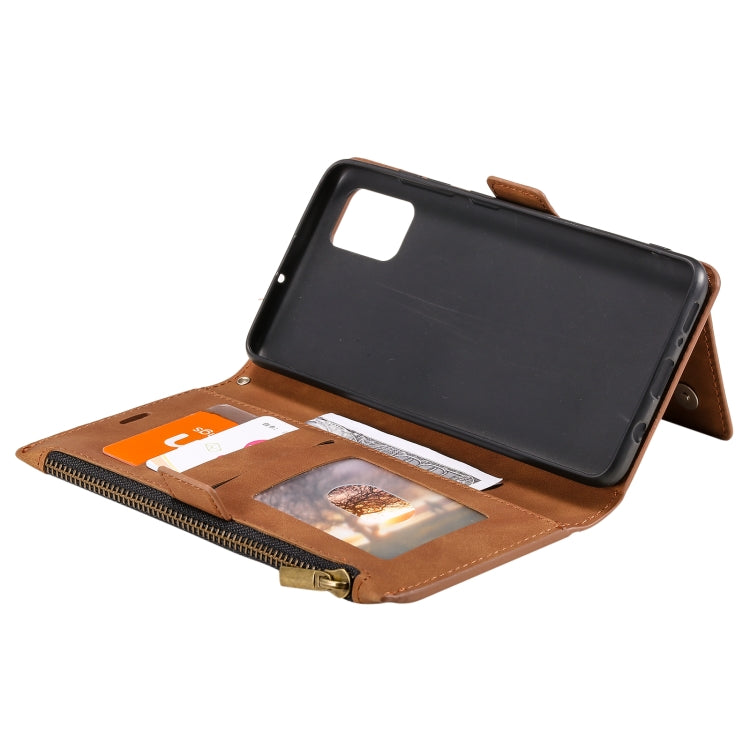 For Samsung Galaxy Note20 Side Zipper Back Card Horizontal Flip PU Leather Case with Card Slots & Wallet & Photo Frame & Lanyard