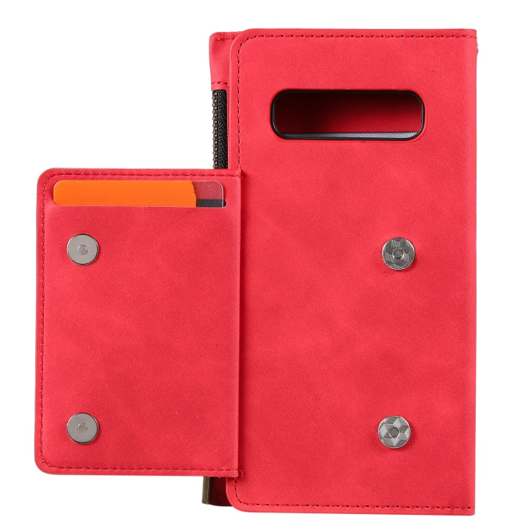 For Samsung Galaxy S10 Side Zipper Back Card Horizontal Flip PU Leather Case with Card Slots & Wallet & Photo Frame & Lanyard