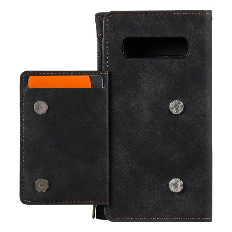 For Samsung Galaxy S10 Side Zipper Back Card Horizontal Flip PU Leather Case with Card Slots & Wallet & Photo Frame & Lanyard