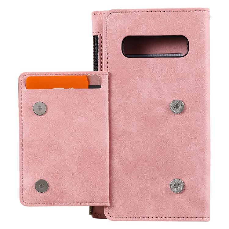 For Samsung Galaxy S10 Side Zipper Back Card Horizontal Flip PU Leather Case with Card Slots & Wallet & Photo Frame & Lanyard