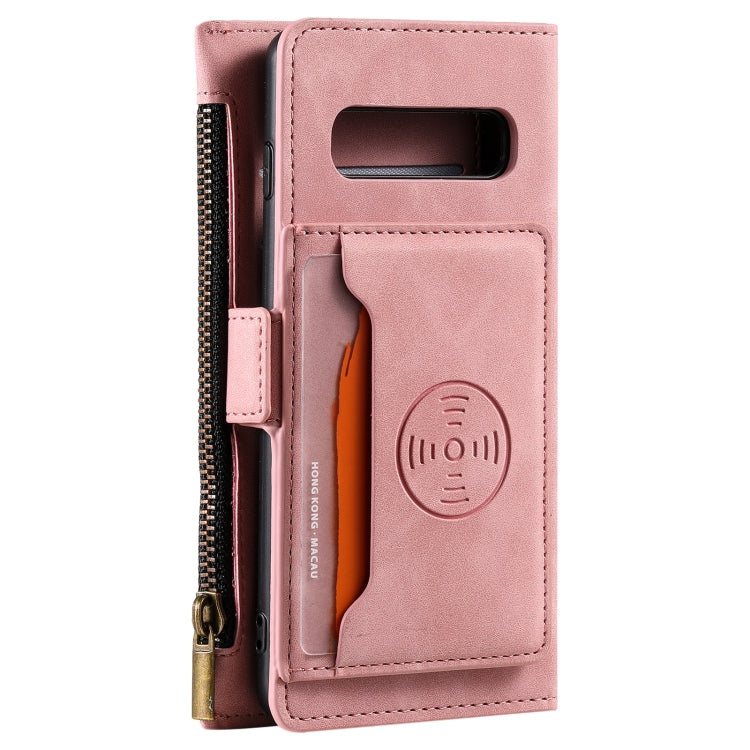 For Samsung Galaxy S10 Side Zipper Back Card Horizontal Flip PU Leather Case with Card Slots & Wallet & Photo Frame & Lanyard