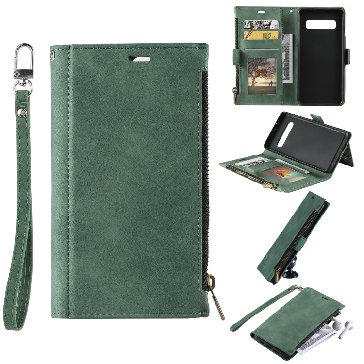 For Samsung Galaxy S10 Side Zipper Back Card Horizontal Flip PU Leather Case with Card Slots & Wallet & Photo Frame & Lanyard