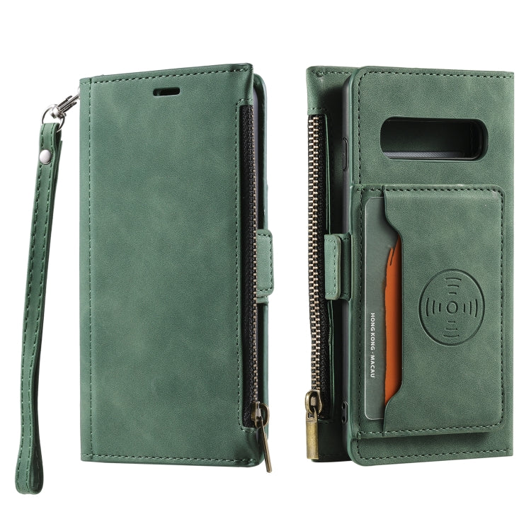 For Samsung Galaxy S10 Side Zipper Back Card Horizontal Flip PU Leather Case with Card Slots & Wallet & Photo Frame & Lanyard