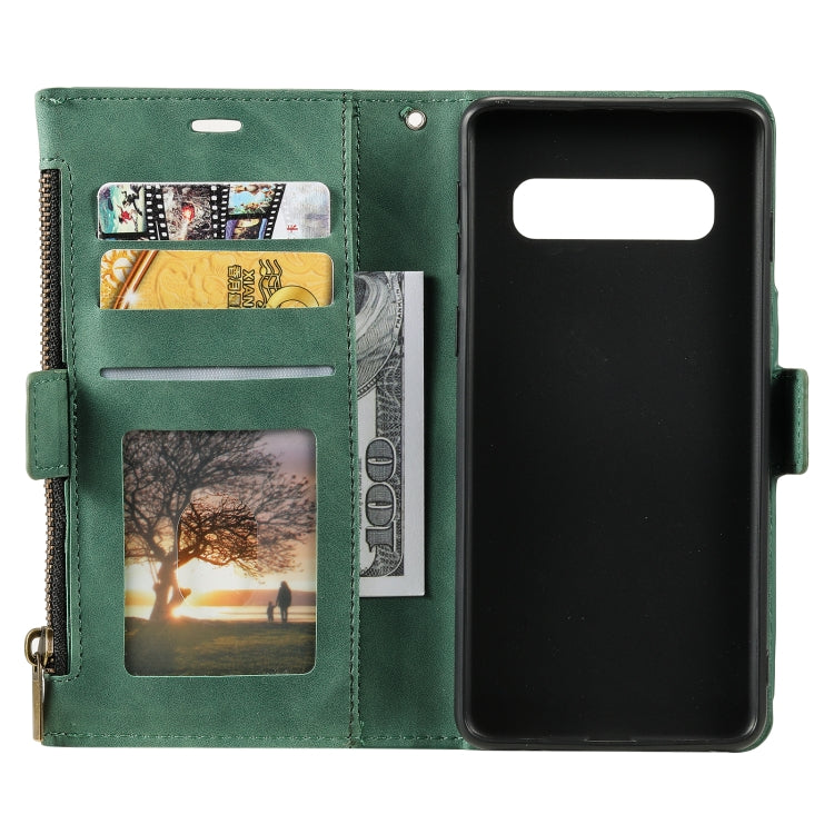 For Samsung Galaxy S10 Side Zipper Back Card Horizontal Flip PU Leather Case with Card Slots & Wallet & Photo Frame & Lanyard