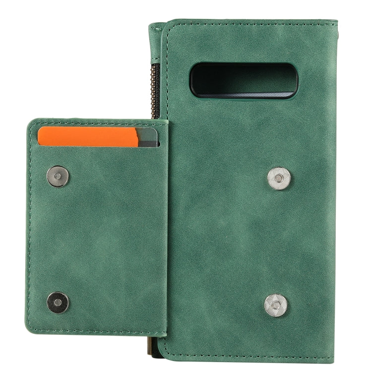 For Samsung Galaxy S10 Side Zipper Back Card Horizontal Flip PU Leather Case with Card Slots & Wallet & Photo Frame & Lanyard