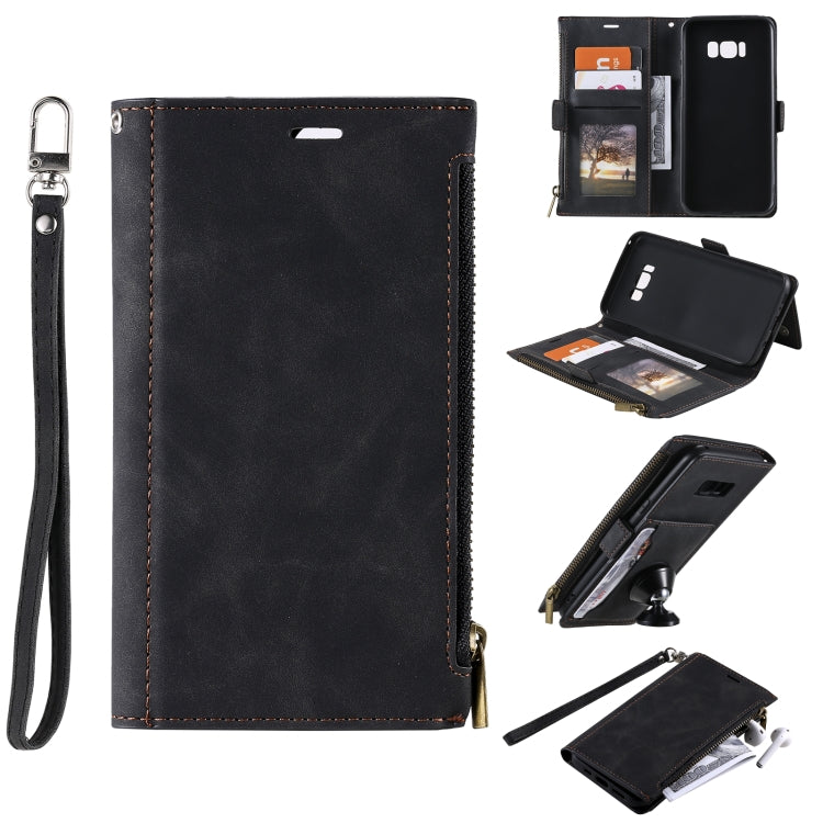 For Samsung Galaxy S10e Side Zipper Back Card Horizontal Flip PU Leather Case with Card Slots & Wallet & Photo Frame & Lanyard