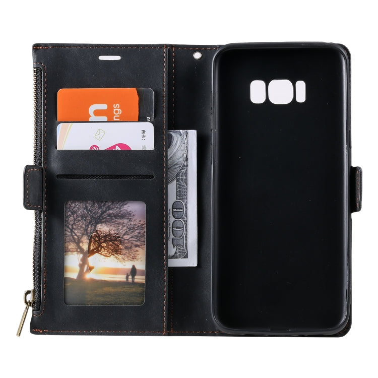 For Samsung Galaxy S10e Side Zipper Back Card Horizontal Flip PU Leather Case with Card Slots & Wallet & Photo Frame & Lanyard