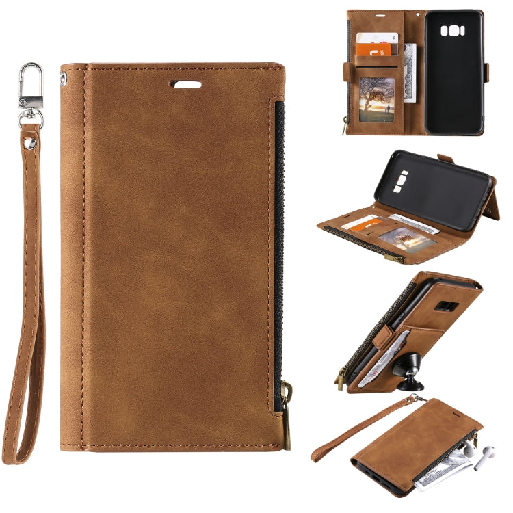 For Samsung Galaxy S10e Side Zipper Back Card Horizontal Flip PU Leather Case with Card Slots & Wallet & Photo Frame & Lanyard