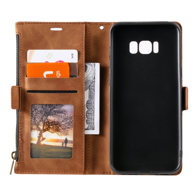 For Samsung Galaxy S10e Side Zipper Back Card Horizontal Flip PU Leather Case with Card Slots & Wallet & Photo Frame & Lanyard