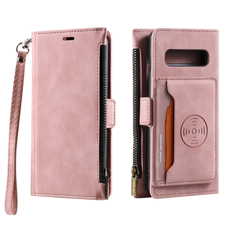 For Samsung Galaxy S10+ Side Zipper Back Card Horizontal Flip PU Leather Case with Card Slots & Wallet & Photo Frame & Lanyard