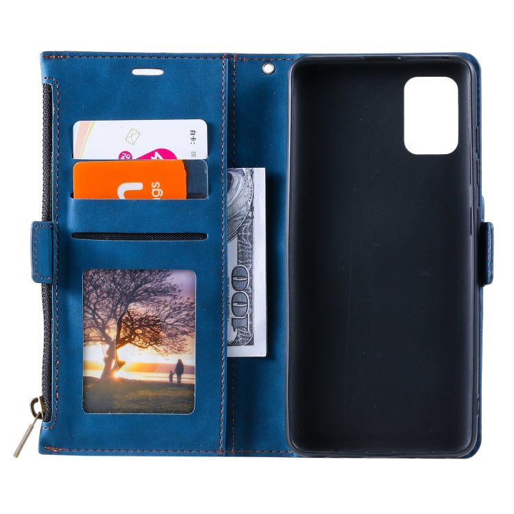 For Samsung Galaxy S20 FE Side Zipper Back Card Horizontal Flip PU Leather Case with Card Slots & Wallet & Photo Frame & Lanyard