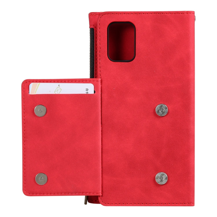 For Samsung Galaxy S20 FE Side Zipper Back Card Horizontal Flip PU Leather Case with Card Slots & Wallet & Photo Frame & Lanyard