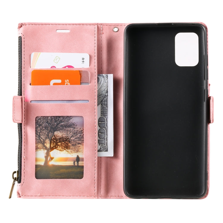 For Samsung Galaxy S20 FE Side Zipper Back Card Horizontal Flip PU Leather Case with Card Slots & Wallet & Photo Frame & Lanyard