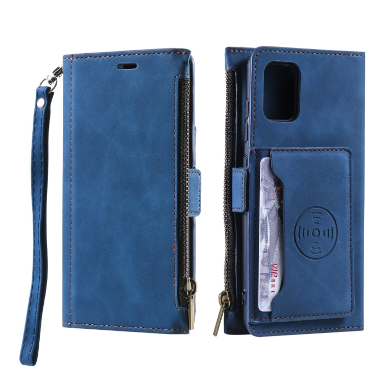 For Samsung Galaxy S20+ Side Zipper Back Card Horizontal Flip PU Leather Case with Card Slots & Wallet & Photo Frame & Lanyard