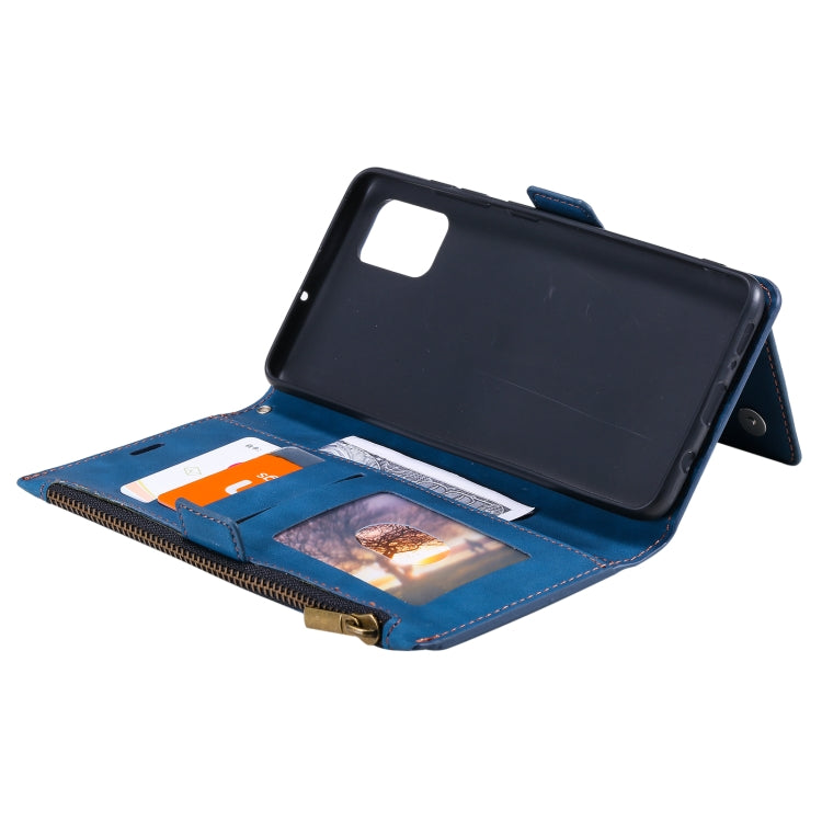 For Samsung Galaxy S20+ Side Zipper Back Card Horizontal Flip PU Leather Case with Card Slots & Wallet & Photo Frame & Lanyard