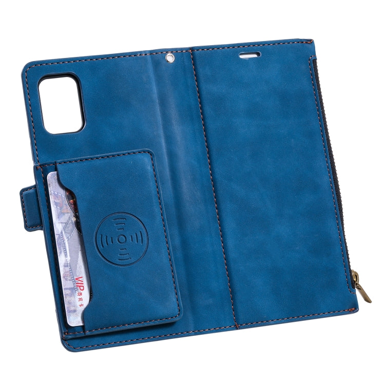 For Samsung Galaxy S20+ Side Zipper Back Card Horizontal Flip PU Leather Case with Card Slots & Wallet & Photo Frame & Lanyard