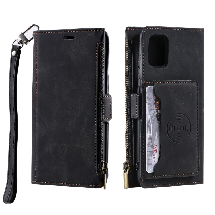 For Samsung Galaxy S20+ Side Zipper Back Card Horizontal Flip PU Leather Case with Card Slots & Wallet & Photo Frame & Lanyard