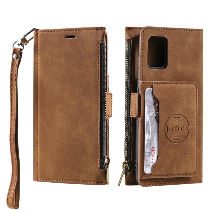 For Samsung Galaxy S20+ Side Zipper Back Card Horizontal Flip PU Leather Case with Card Slots & Wallet & Photo Frame & Lanyard
