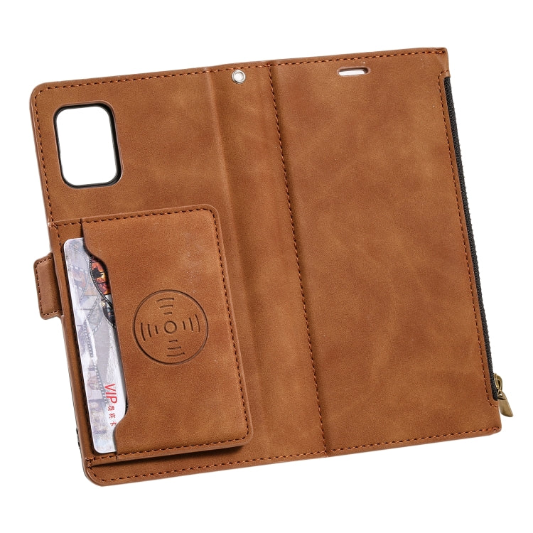 For Samsung Galaxy S20+ Side Zipper Back Card Horizontal Flip PU Leather Case with Card Slots & Wallet & Photo Frame & Lanyard