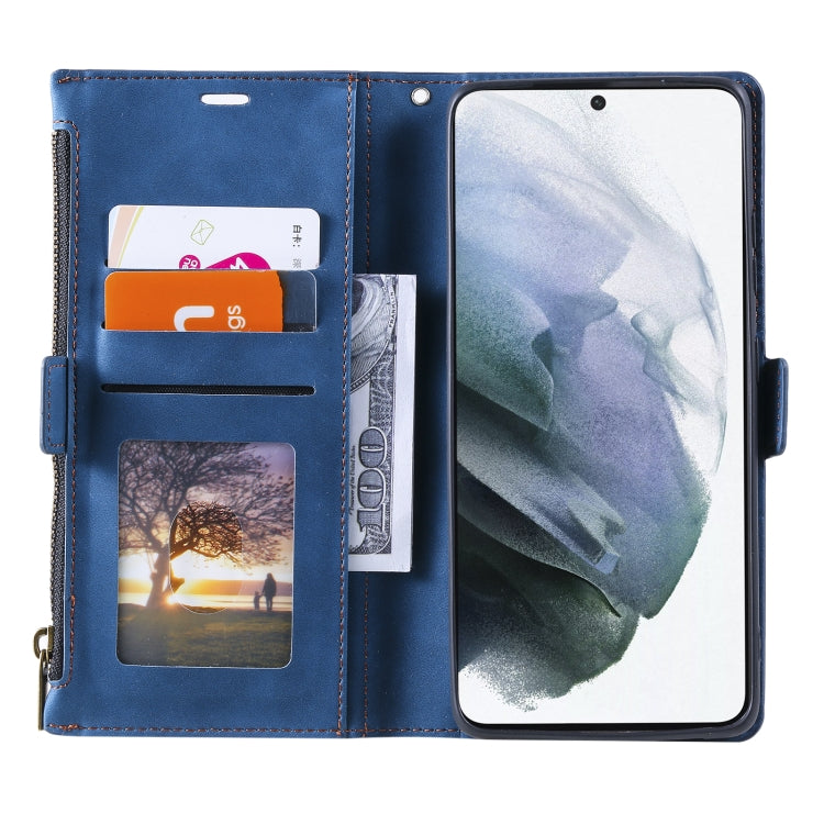 For Samsung Galaxy S20 Ultra Side Zipper Back Card Horizontal Flip PU Leather Case with Card Slots & Wallet & Photo Frame & Lanyard