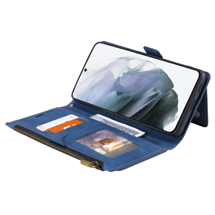For Samsung Galaxy S20 Ultra Side Zipper Back Card Horizontal Flip PU Leather Case with Card Slots & Wallet & Photo Frame & Lanyard