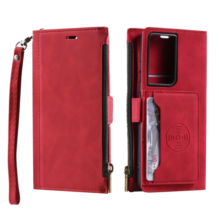 For Samsung Galaxy S20 Ultra Side Zipper Back Card Horizontal Flip PU Leather Case with Card Slots & Wallet & Photo Frame & Lanyard
