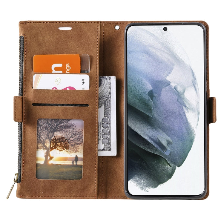 For Samsung Galaxy S20 Ultra Side Zipper Back Card Horizontal Flip PU Leather Case with Card Slots & Wallet & Photo Frame & Lanyard